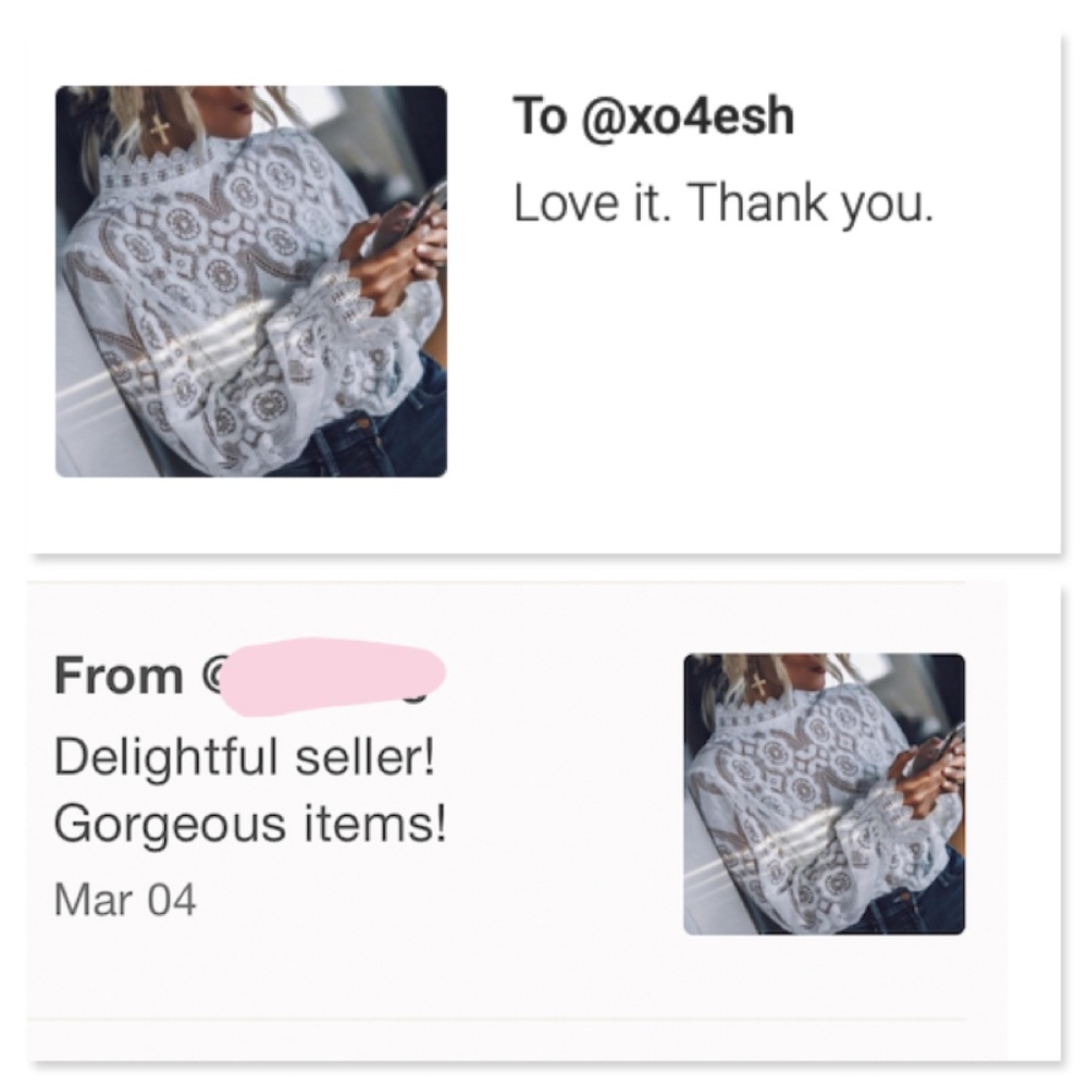 White Lace High Neck Long Sleeve Shirt - Picture 12 of 16